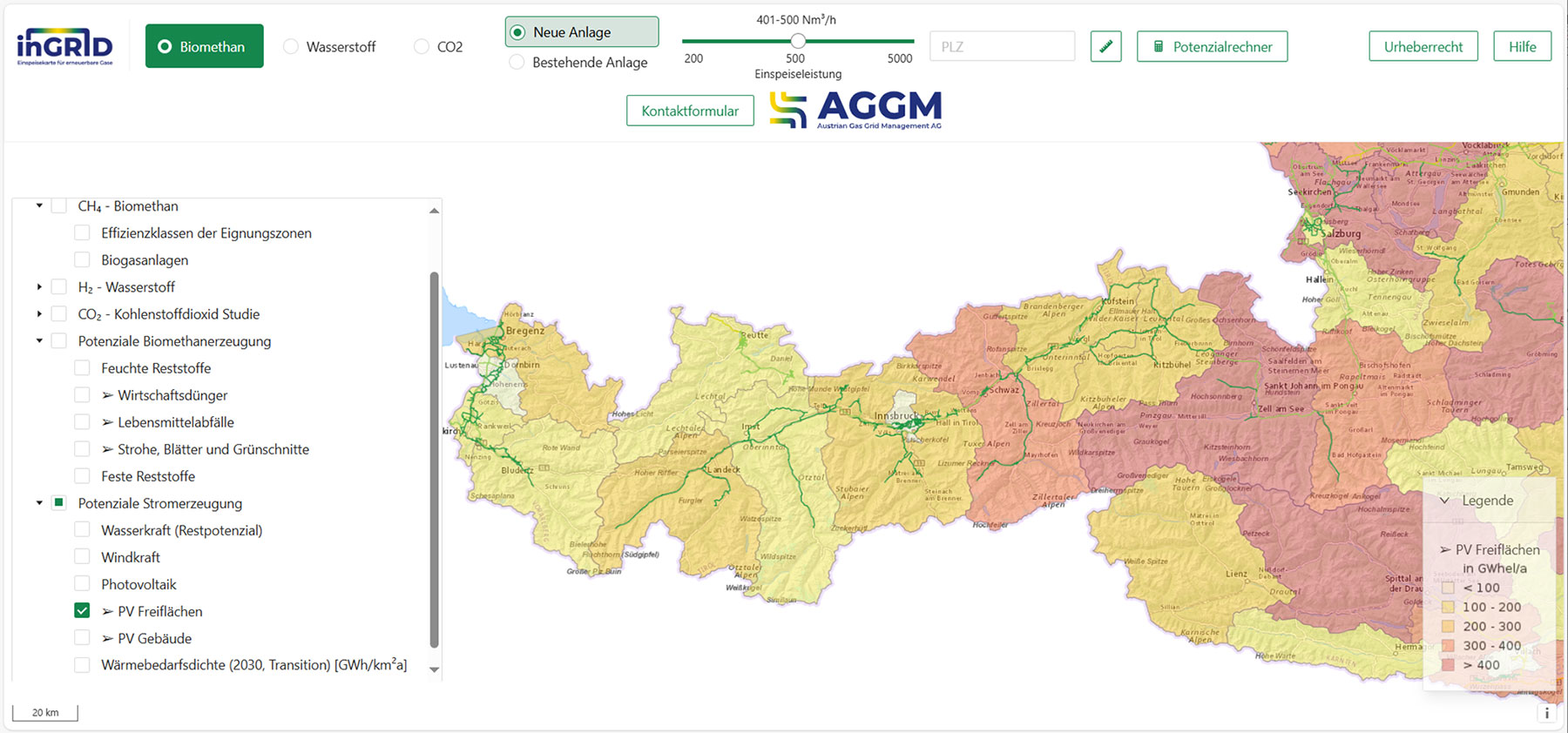 Die Web-GIS-Anwendung inGRID zeigt zudem Stromerzeugungspotenziale für Wasserkraft, Windkraft und Photovoltaik (PV) Die Web-GIS-Anwendung inGRID zeigt zudem Stromerzeugungspotenziale für Wasserkraft, Windkraft und Photovoltaik (PV)
