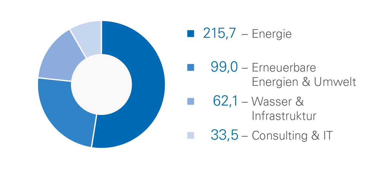Auftragseingang 2025 der Fichtner-Gruppe nach Geschäftsfeldern Diagramm: Auftragseingang 2025 der Fichtner-Gruppe nach Geschäftsfeldern